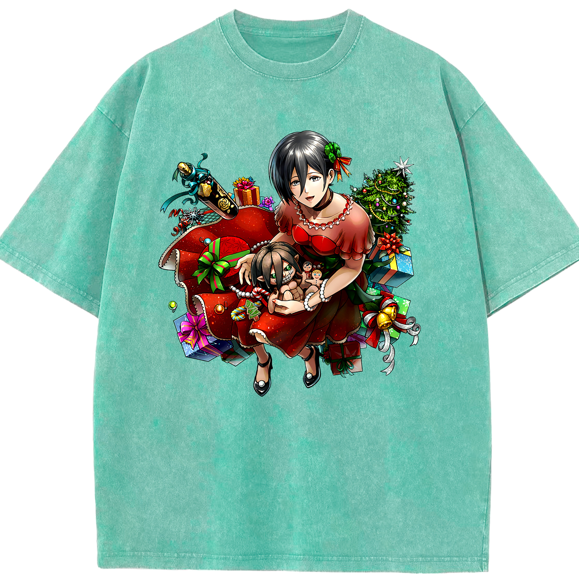 （画像用） 進撃の巨人 ミカサ·アッカーマン Attack on Titan Mikasa Ackerman 綿100% ヴィンテージ風 半袖Tシャツ（フロントプリント）